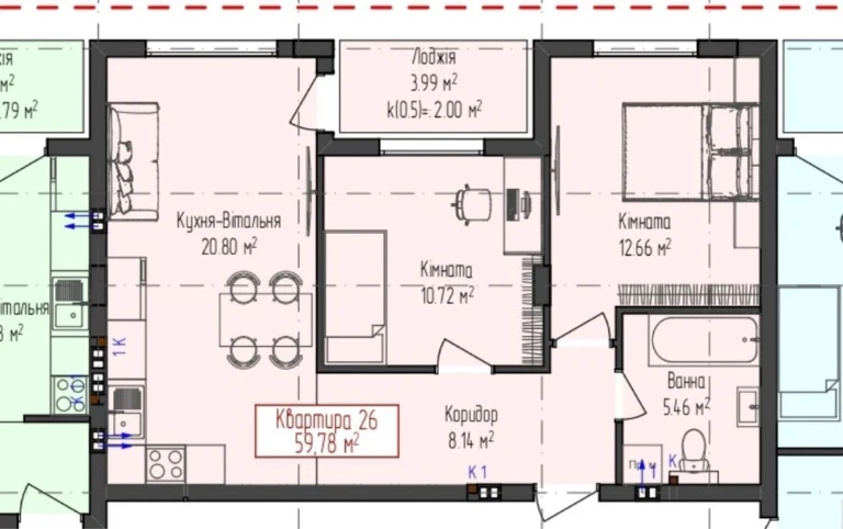 Продаж 2 кімн. квартири 59,78м2  в ЖК Еліт Парк 2, здача кін