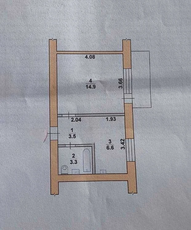 1-кімнатна квартира в центрі, вул. Шевченка — 28,3 м², своє
