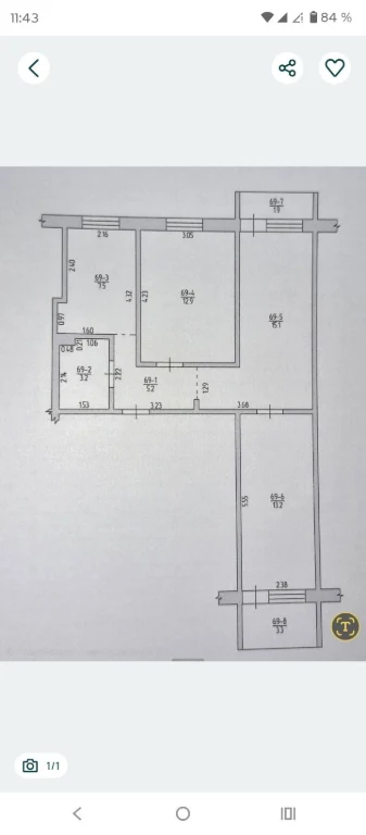 Продается 3к квартира.62м.Площадь Победы.