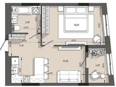 Продаж 1-кімнатної квартири · 47,82 м² · ЖК Orlan Residents