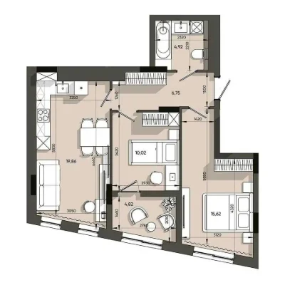 Продаж 2-кімнатної квартири | 62,17 м² | ЖК Orlan Resident |