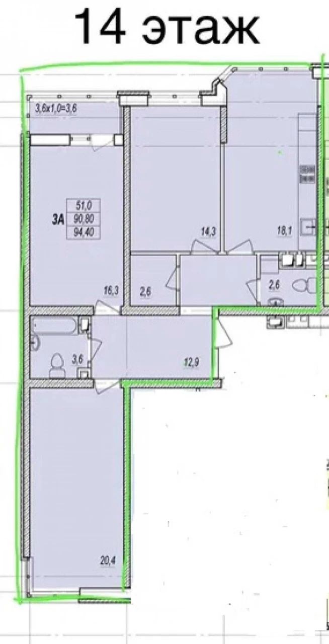 В продаже 3-ком. квартира в ЖК "Прохоровский квартал". Дом п