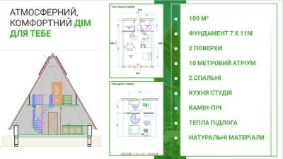 Строительство капитального дома шале (а-фрейм), 100 кв. п