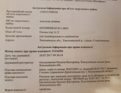 Земельна ділянка с. Стуфчинці