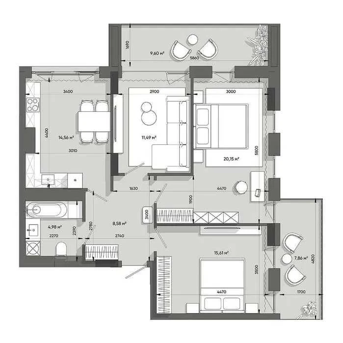 3-кімнатна квартира у ЖК Lennon Residents | Бізнес-клас