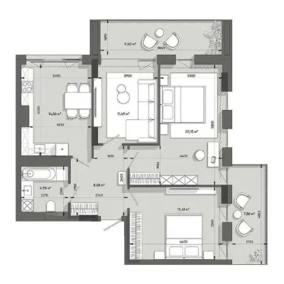 3-кімнатна квартира у ЖК Lennon Residents | Бізнес-клас
