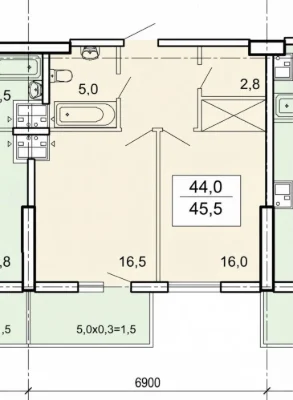 Продам квартру в ЖК Акрополь 45м2 / средний этаж / свободная