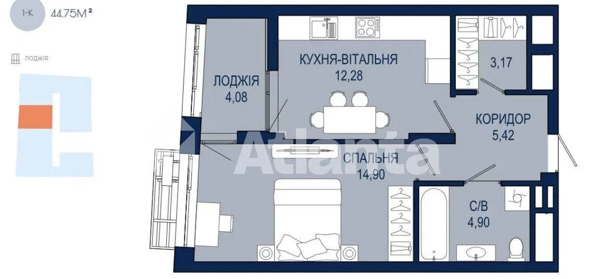 Однокімнатна квартира бізнес-класу в ЖК HELGA