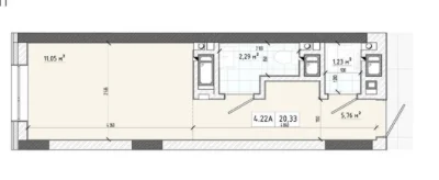 Sale of 1-room apartment 20.3 m2/Apartment Hall/Truskavets St.