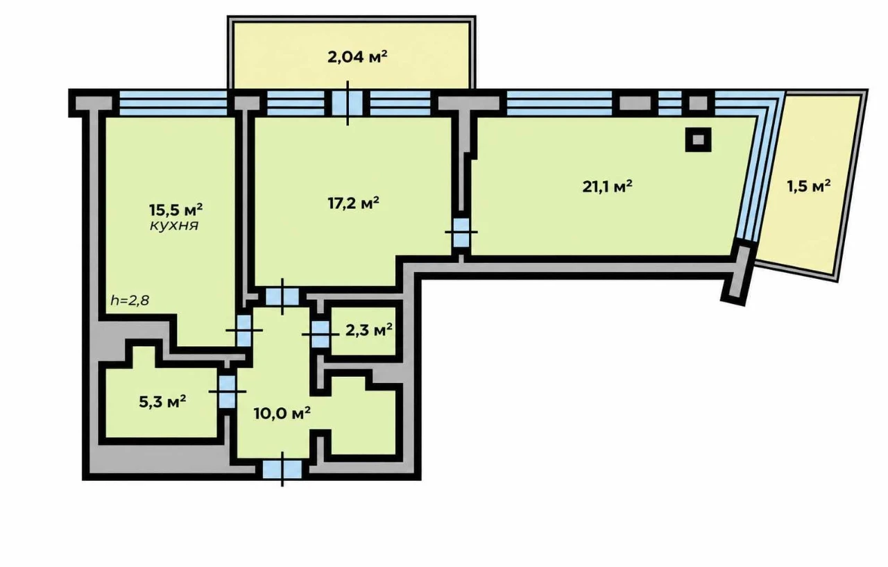2-кімнатна квартира 75,08 м² у ЖК FIVE ADDRESS — без комісії