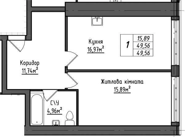Однокімнатна квартира в ЖК "Королівська Гірка"