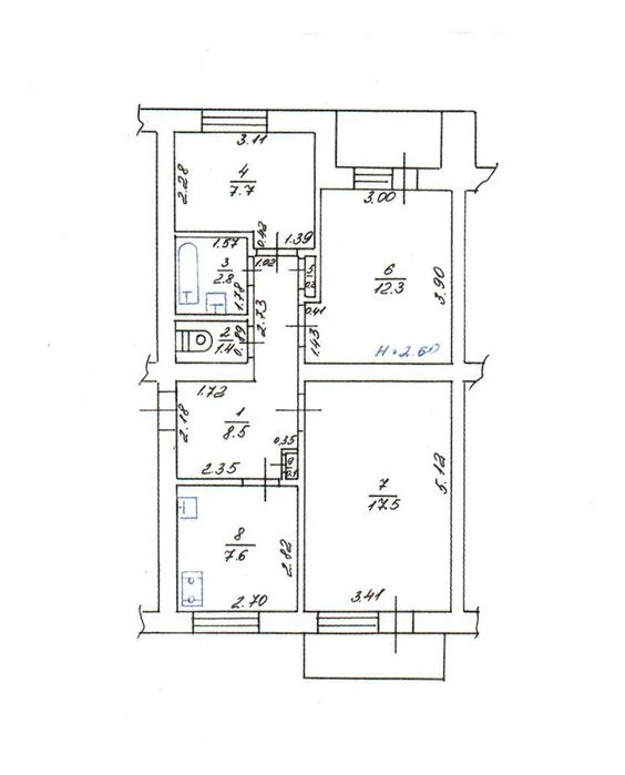 Three-room apartment for sale in Zalyutino