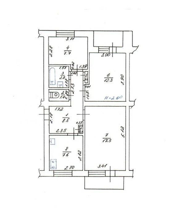 Three-room apartment for sale in Zalyutino