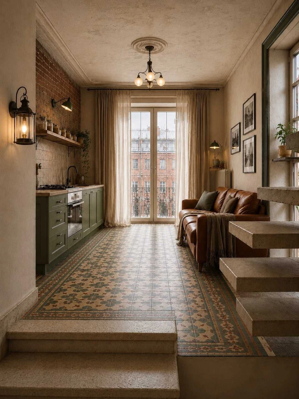 94 m² + 54 m² terrace, 3-room apartment in the historic center of Kharkiv