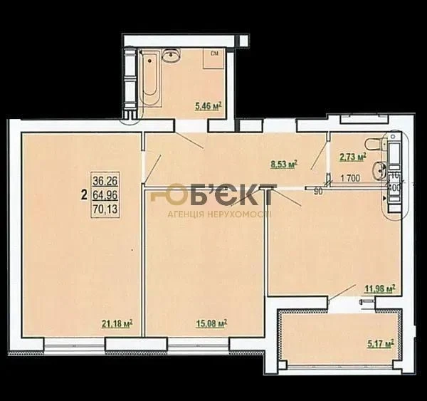 For sale: 2-room apartment 67 sq.m. in the residential complex "Pobedy-2", Alexey