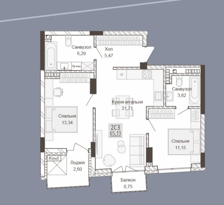 Продаж 2-кімнатної квартири в Pokrovsky Apart Complex | 2 са