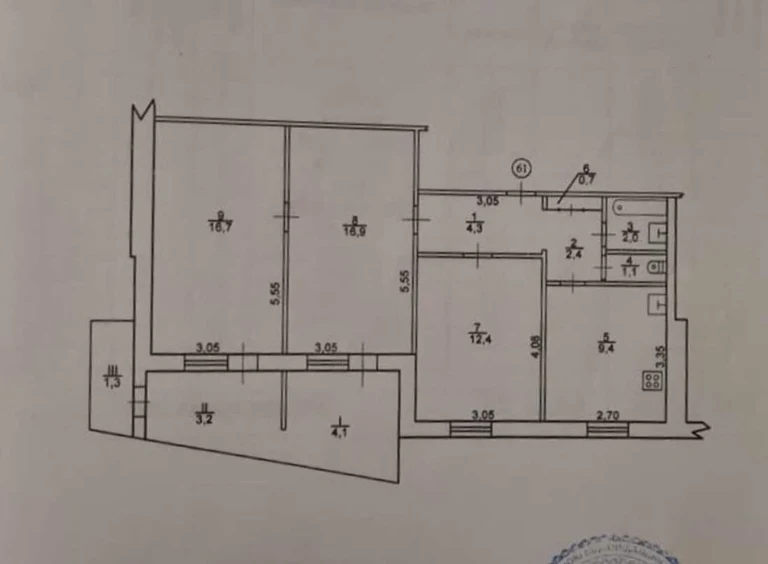 Продажа 3-комнатной под ремонт Набережная Победы 130 жм Побе