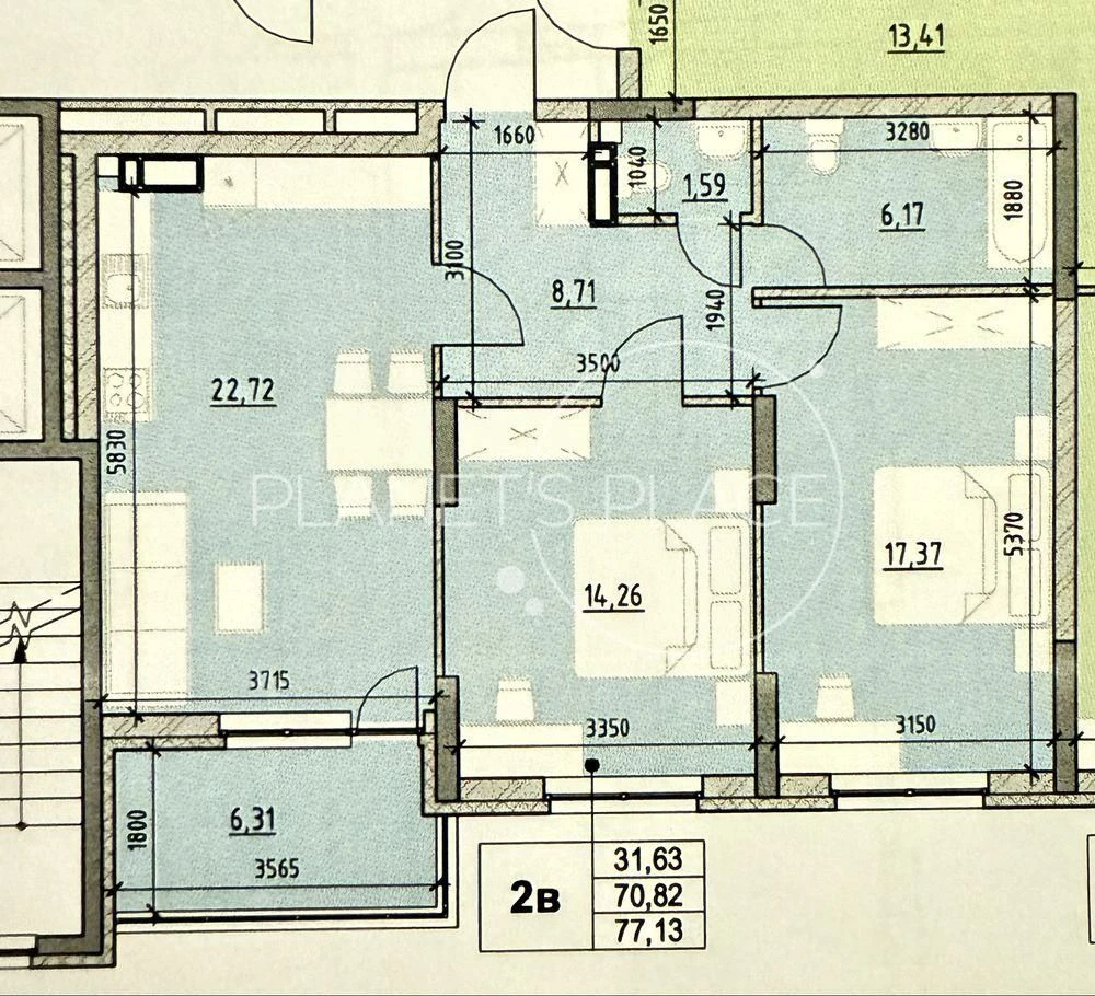 2-room apartment for sale, Ok'Land residential complex, Air Force Avenue 56