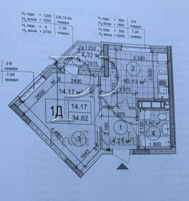 Without % 1-room apartment for sale in the residential complex Syretski Sady Vyhovsky 12-Zh,