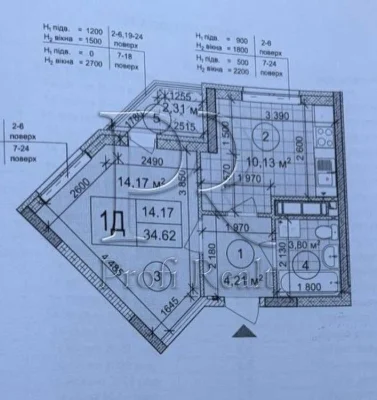 Without % 1-room apartment for sale in the residential complex Syretski Sady Vyhovsky 12-Zh,