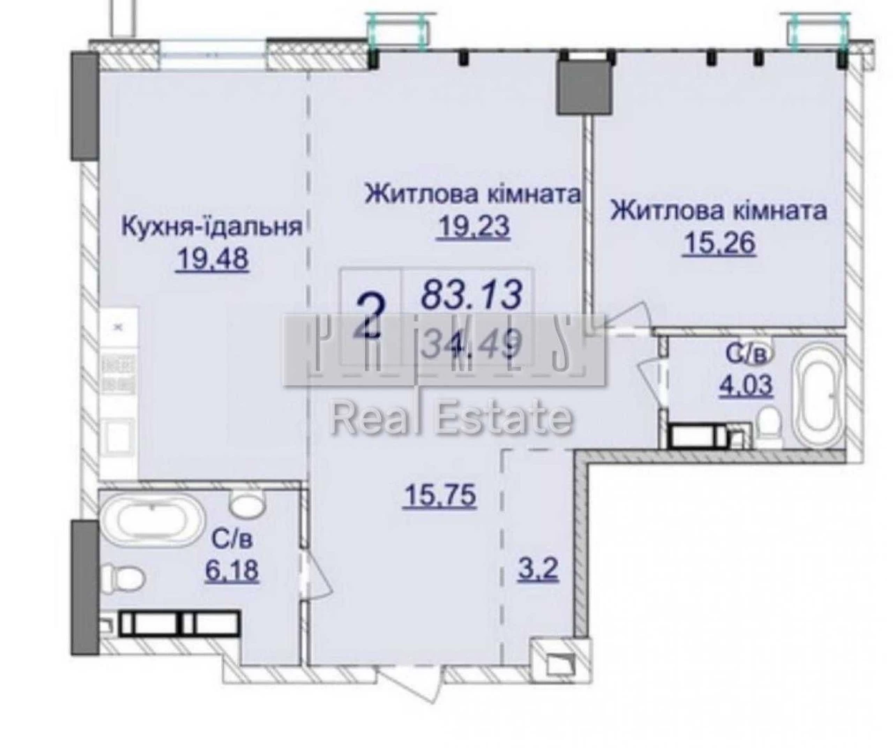 Sale of a 2-room apartment without renovation, residential complex Novopecherskie Lypky Ve