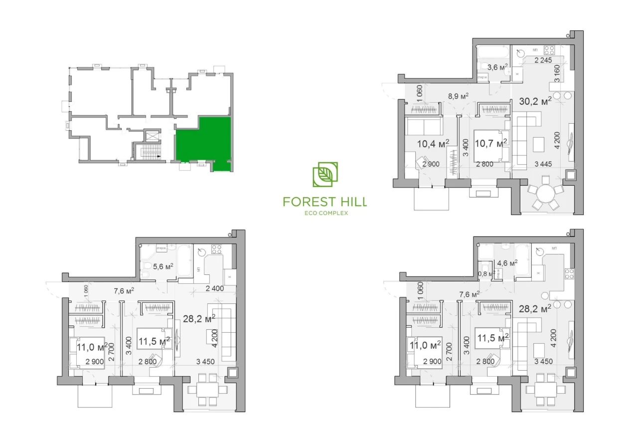 Продаж 2к квартир.  Еко комплекс FOREST HILL Паркова зона. е