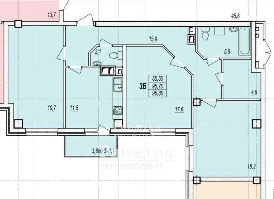 3 комнатная квартира 7 этаж Современный Ремонтом ЖК Дмитриев