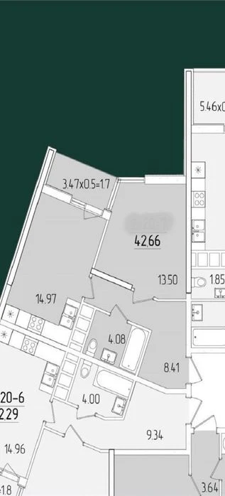 1-комнатная квартира в 67 Жемчужине на Краснова (3-184-377)