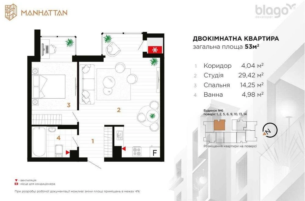 Панорамна 1,5 -кімнатна квартира з кухнею-студією з видом на