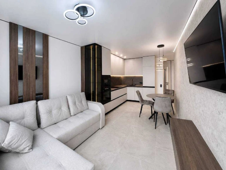 The apartment is 46 m2, fully equipped and with high-quality renovation.