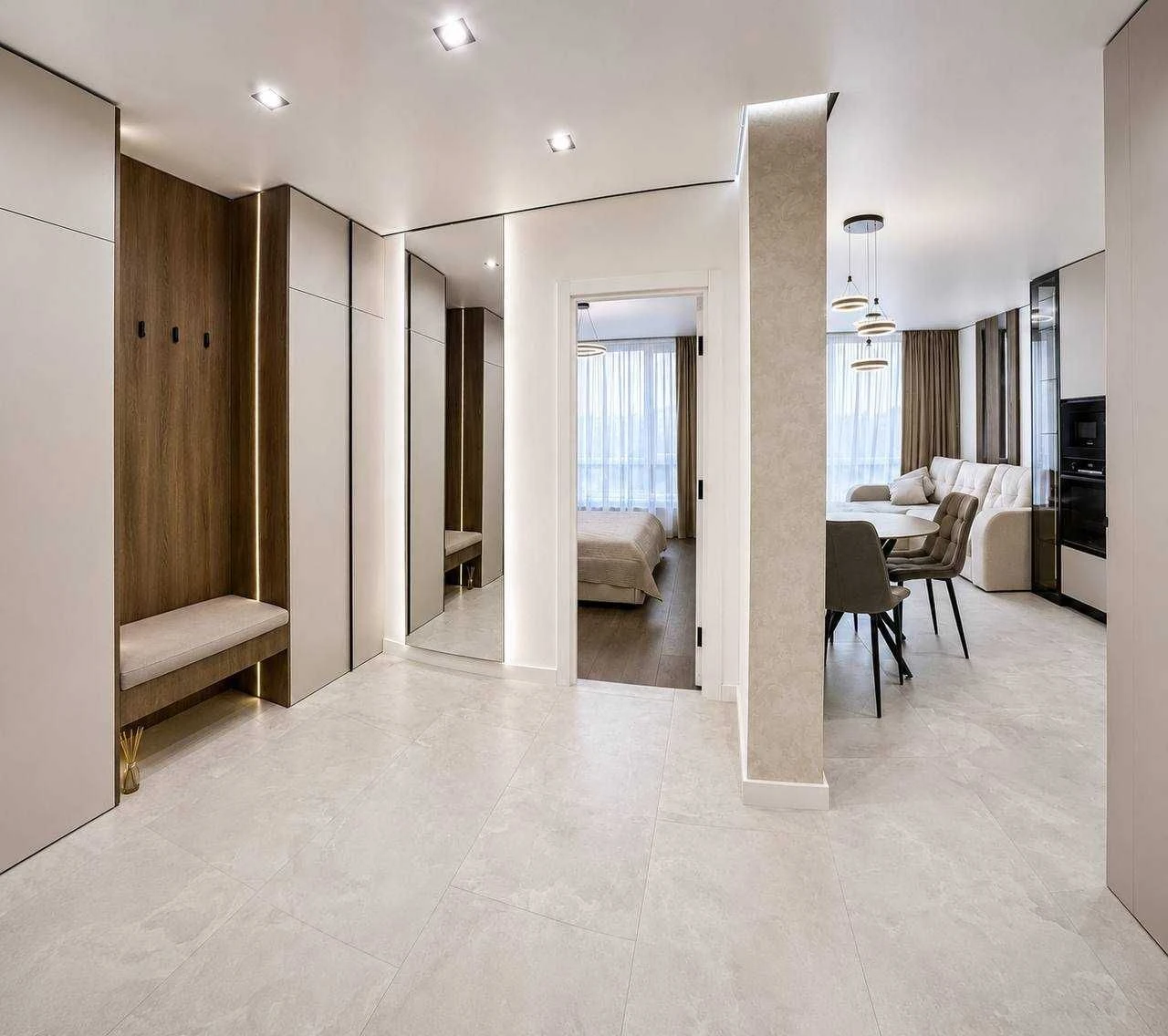 The apartment is 46 m2, fully equipped and with high-quality renovation.