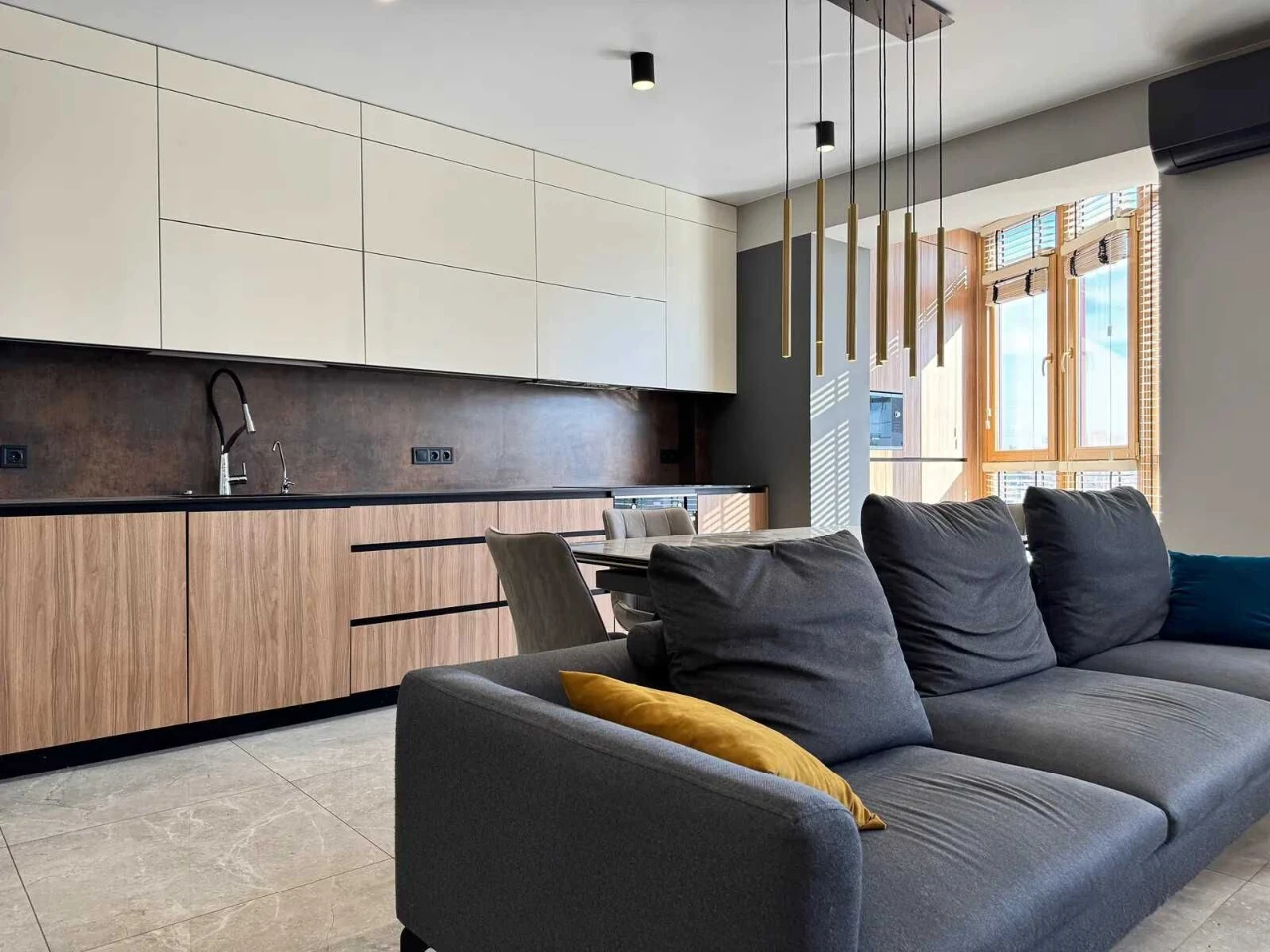Exclusive apartment with furniture and appliances in a new building on