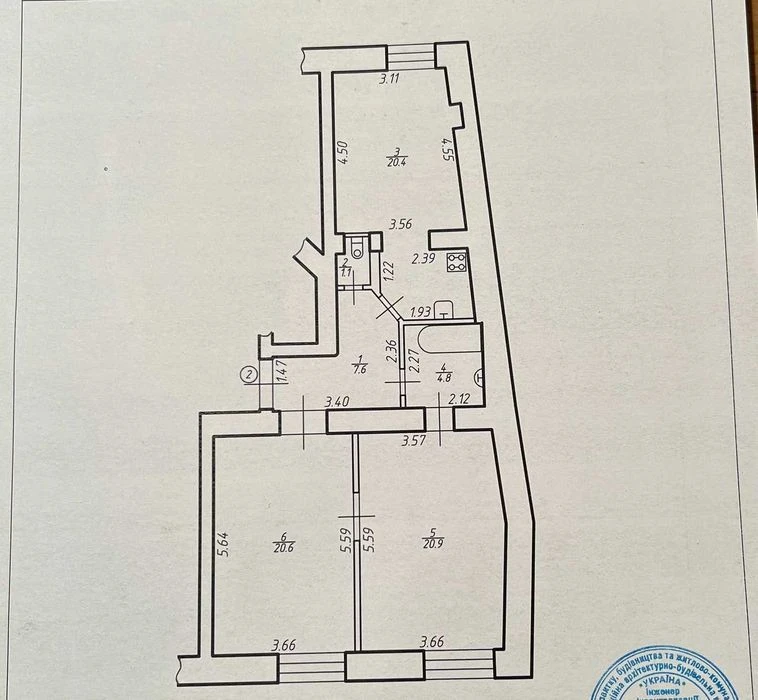 2-room apartment for sale in the city center