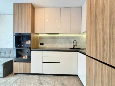 One-room apartment with renovation near the lake with a swimming pool on the ground floor