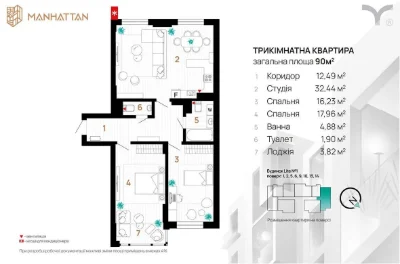 3 bedroom in Manhattan with renovation by the lake 93.3m2