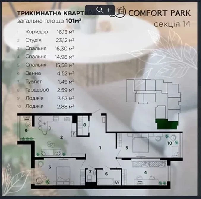 Трикімнатна квартира біля річки газове опалення всього 840$