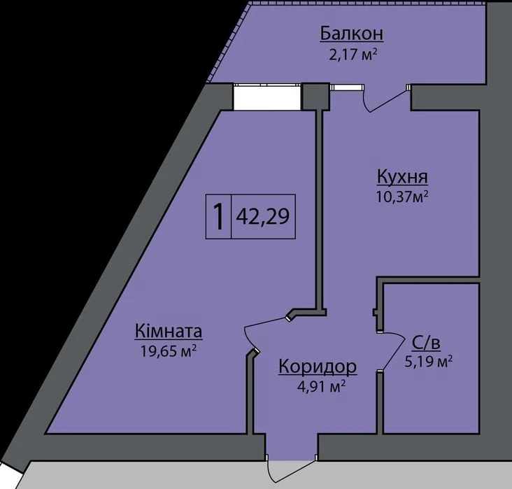1 - кімнатна квартира з виглядом на с. Липини