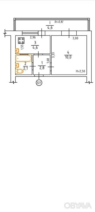 1-room apartment, 24.00 sq.m.