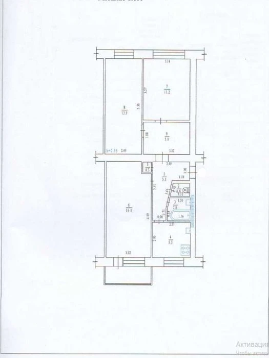 3к.квартира, Поділ, окремі кімнати, цегла ,60м2, 2/5