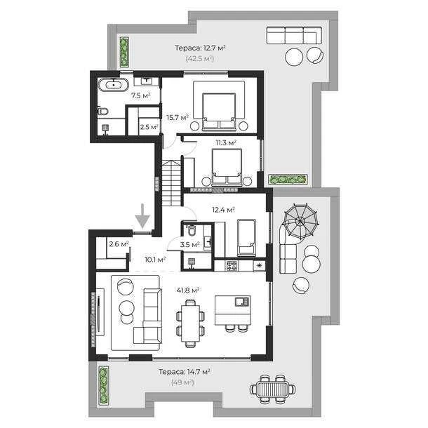 3-кімнатна квартира 134,8 м²  ЖК SHERWOOD  Клубний формат жи