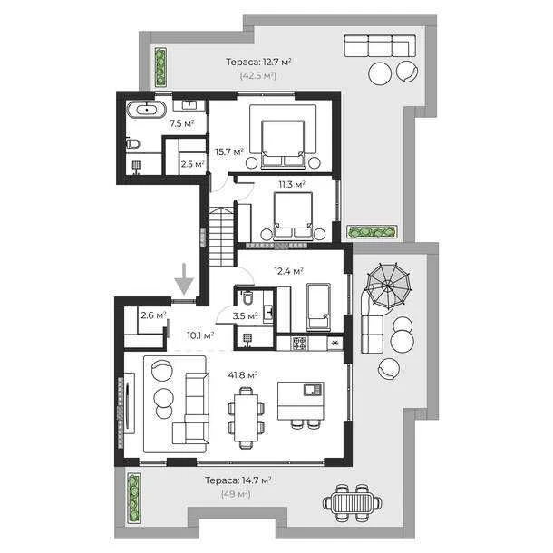 3-кімнатна квартира 134,8 м²  ЖК SHERWOOD  Клубний формат жи