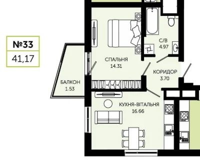 Продаж 1 кім квартири  ЖК Viking Hills