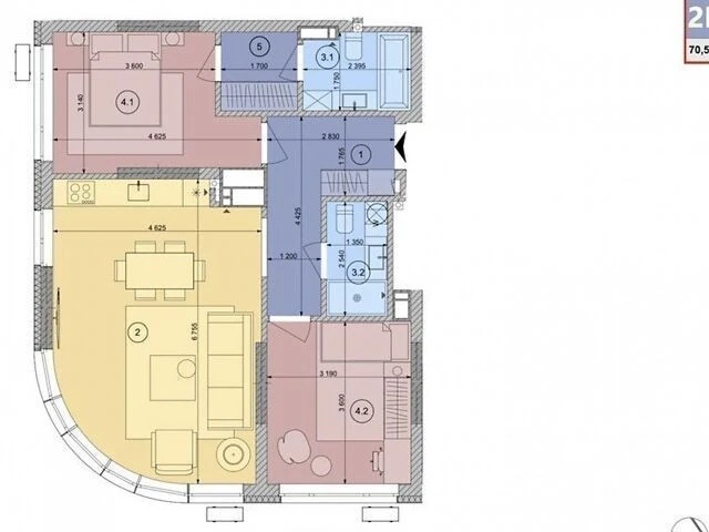 Sale of 2-room apartment 71 sq. m. on Vasylkivska Street 1 • ID 346