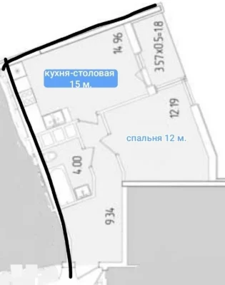 Жемчужный квартал на Краснова, евродвушка с панорамным окном.