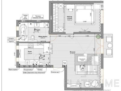 For sale 2-room apartment 60 sq. m. on Zagorivska Street 4 • ID 34702