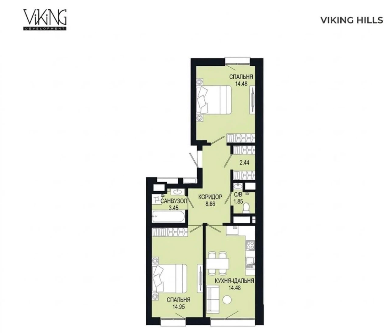 Продаж 2 кімнатної квартири  ЖК Viking Hills  вул Щурата