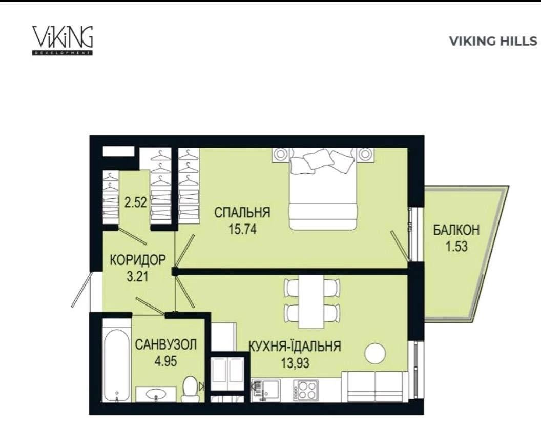 Продаж 1 кімнатної квартири  ЖК Viking Hills вул Щурата (Маз