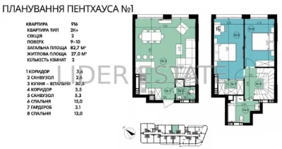 Продаж пентхауса 2 кімн, 82.7 м², ЖК Парус Riverside, Ужгоро