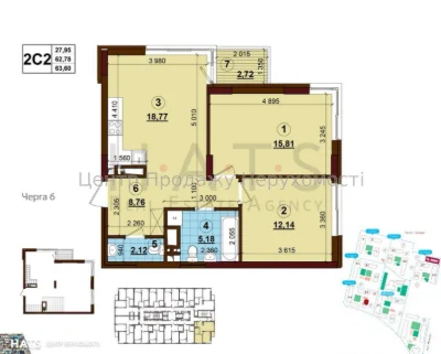 Продаж 2-кімн квартири, 7/25 пов, 63. 2 м², ЖК Варшавський м