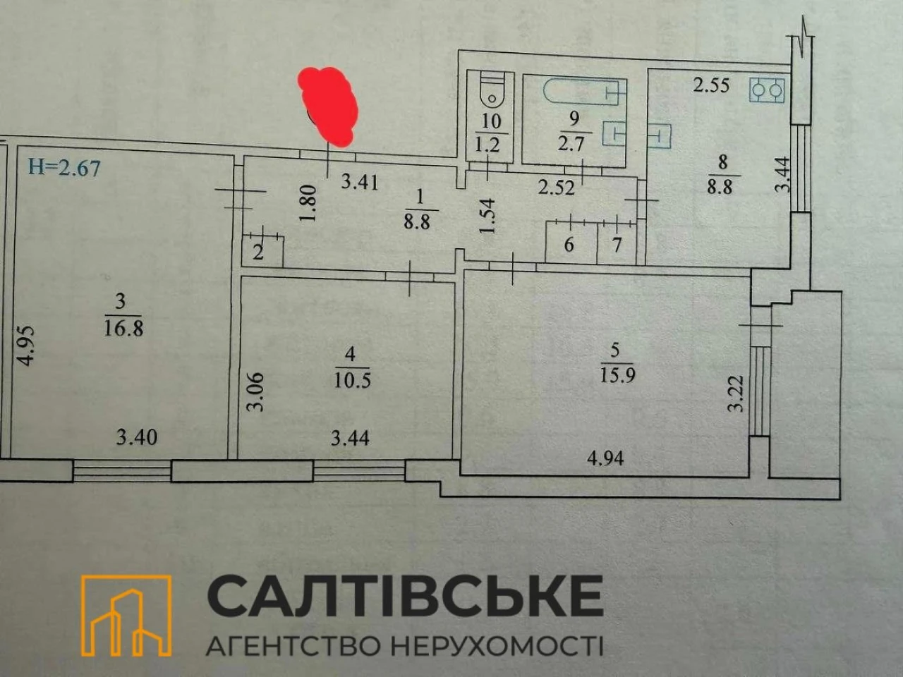 ОЛ-5191 Продам 3К квартиру на Салтовке Салтовская 522 м/р
